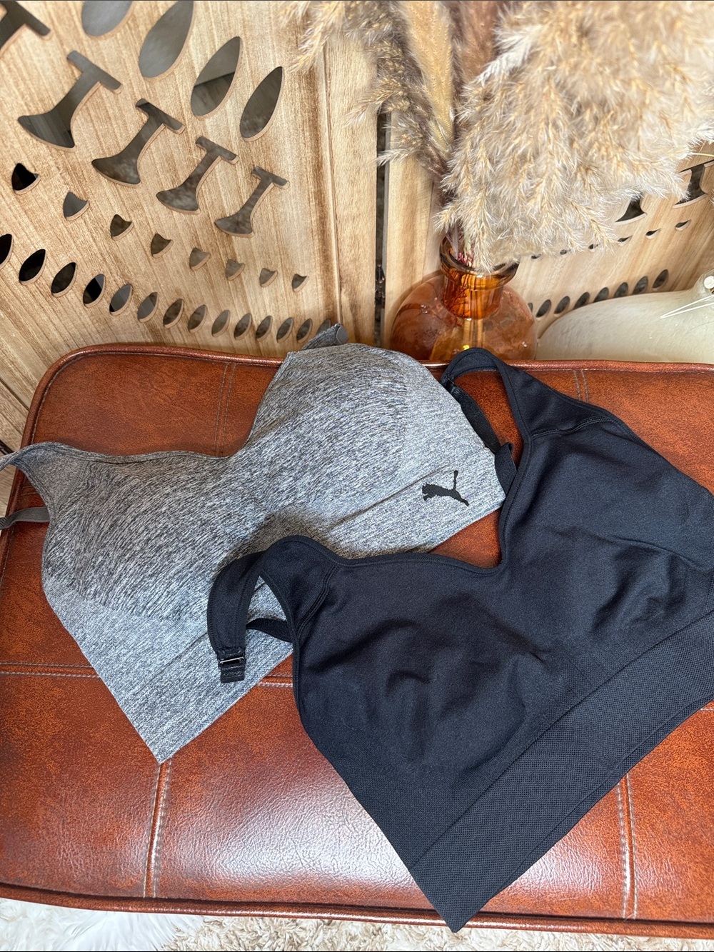 Puma Seamless Sports Bras in Gray and Black - Dual Pack